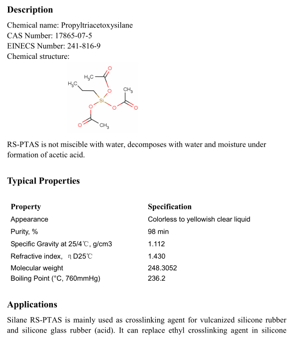 RS-PTAS  Propyltriacetoxysilane  CAS#: 17865-07-5